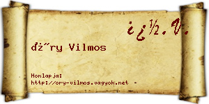 Őry Vilmos névjegykártya